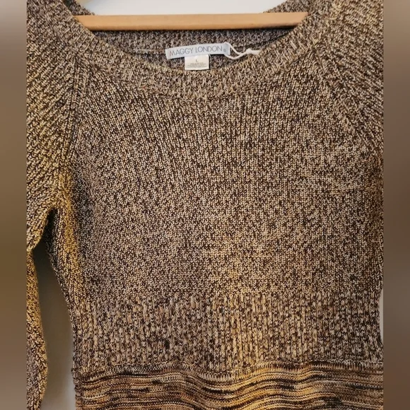 Maggy London merino wool blend sweater dress brown size large classic cozy - Picture 6 of 8